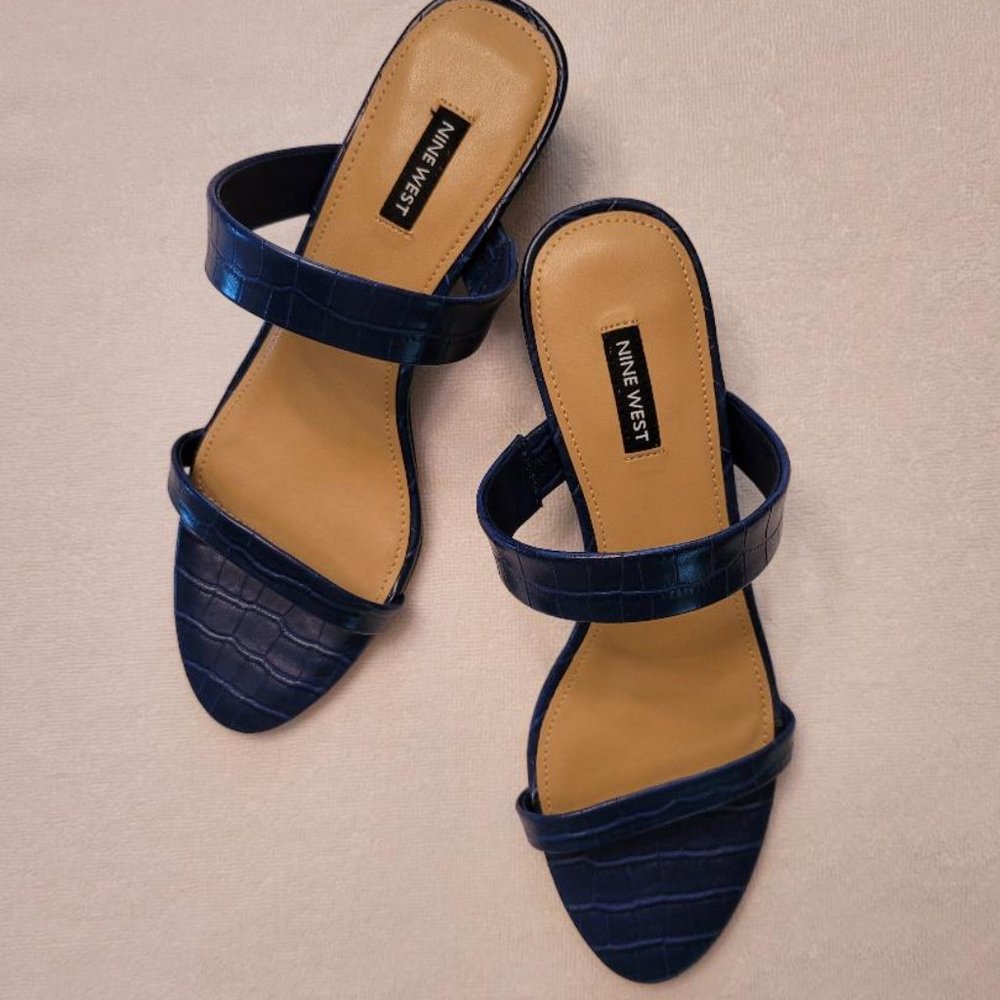 Nine West Linna Crocodile Embossed Wedge Sandal, 9.5